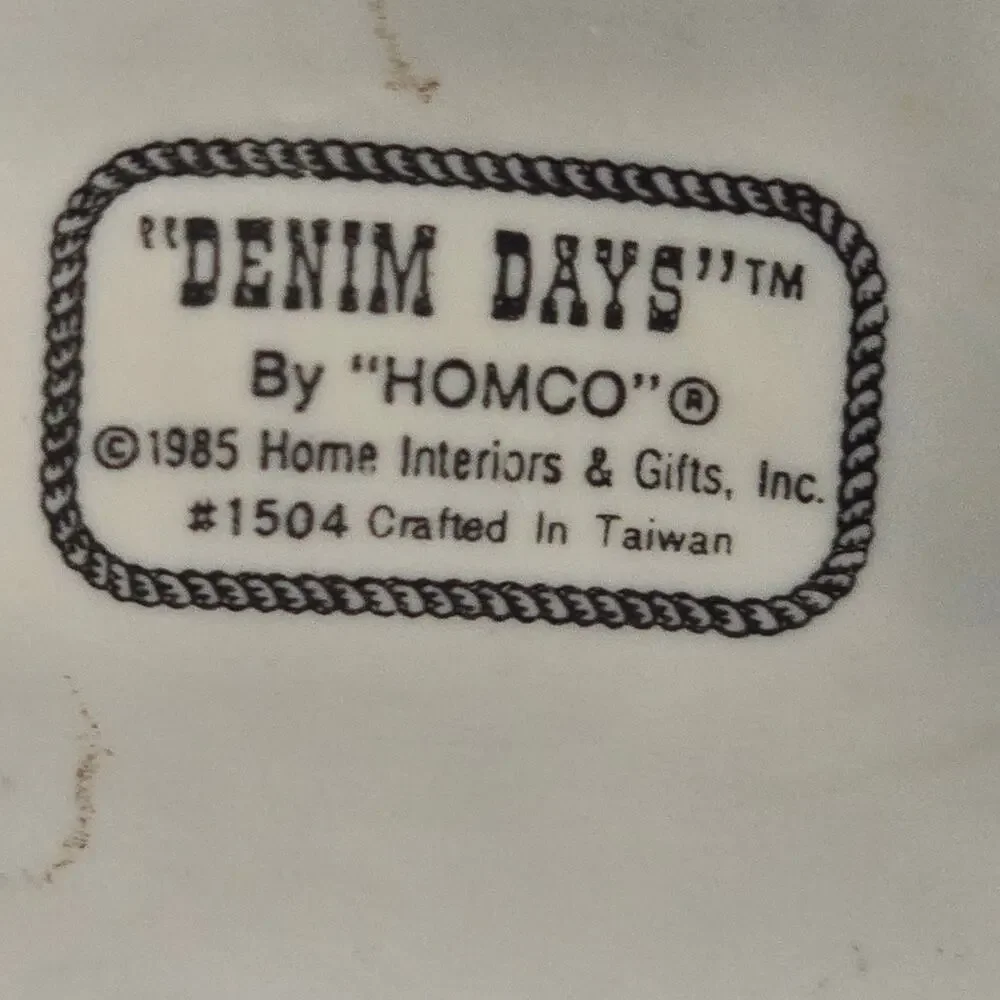 HOMCO Denim Days After Chores Boy Girl Figurines Pair #1504 Taiwan 1985
